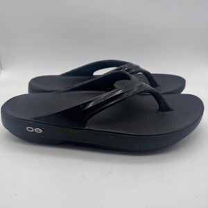 Oofos OOahh Slide Women's Black Recovery Thong Sandals Size 9